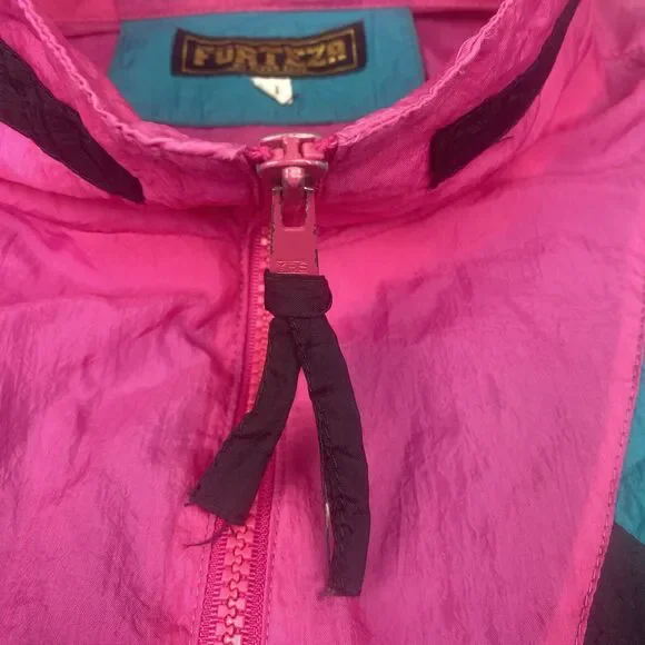 Vintage Windbreaker Women Large Forteza Colorblock Retro Nylon Parachute 80s - Picture 5 of 16